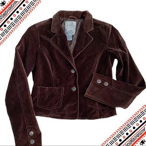 B.B. Dakota (juniors) Y2K chocolate brown velvet blazer w/ pockets